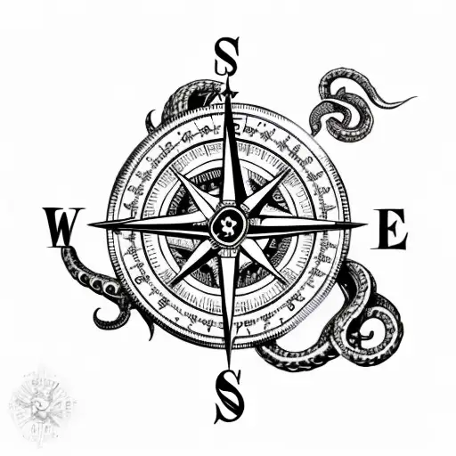 Pirate Compass With A Kraken
