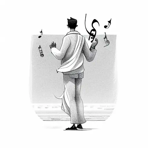 A Solitary Figure Enjoying A Drink On A Beach With Musical Notes Floating Around