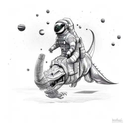 Astronaut Riding A T-rex