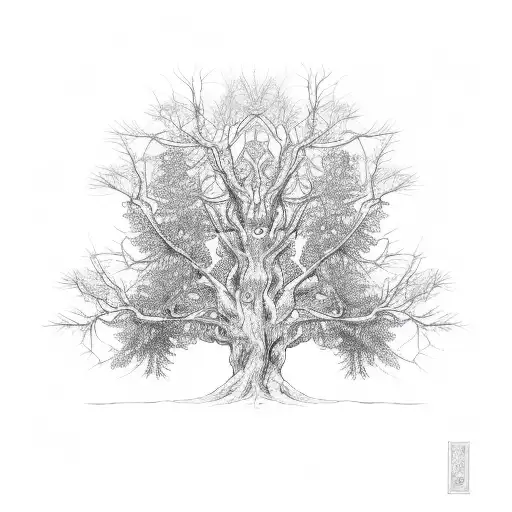 An Intricate Sketch Of A Tree With Branches Representing Each Family Member