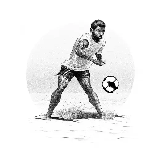 Adventurer Playing Footvolley On A Tropical Beach