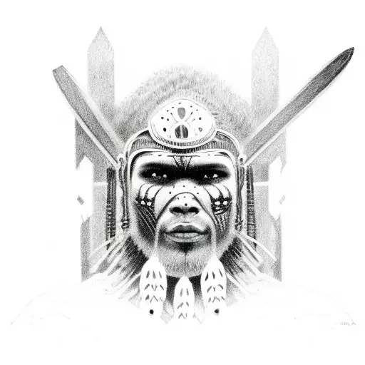 Aboriginal Warrior Fighting Island Warrior