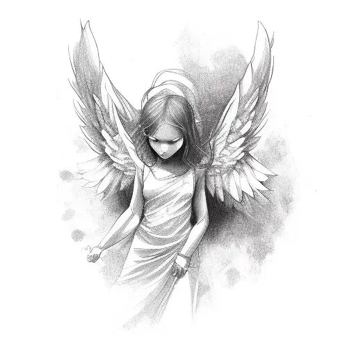 Angel With One Wing And Ak