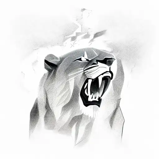 Roaring Lion With Cross And Wound