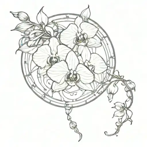 Orchid And A Movie Reel Intertwined