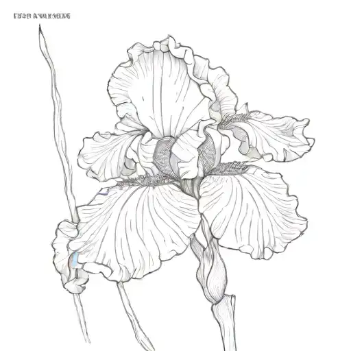 Fine Line Iris Flower With 1972 As The Stem Wrapped