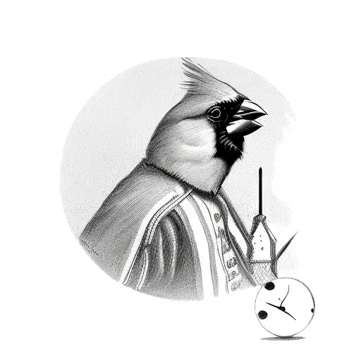 Cardinal With Watch Clock