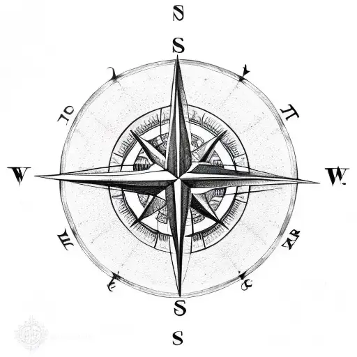 Minimalist Tattoo Of A Compass Rose