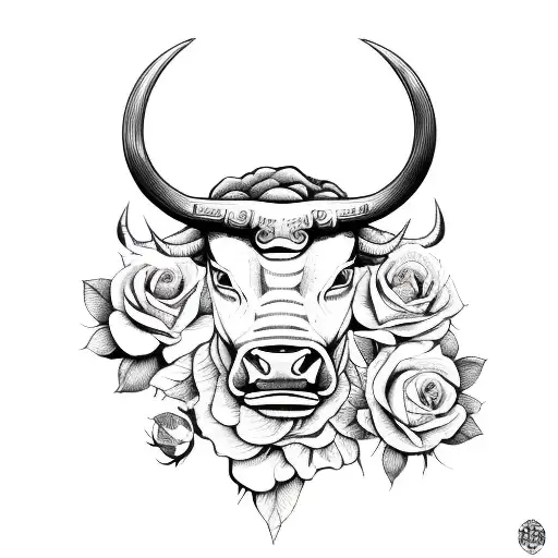 Taurus Bull With Roses