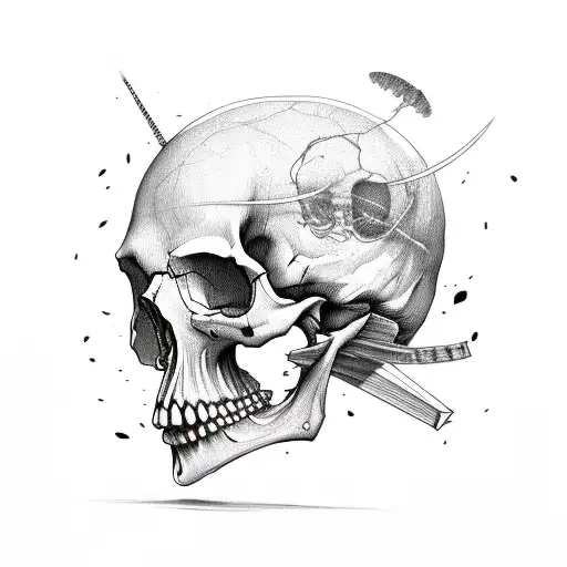 Skull With Sol Key And Arhitecture Conceptual