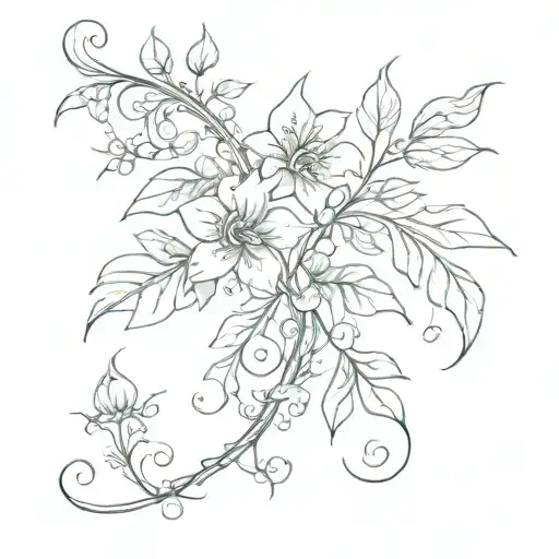 Elegant Floral Leafy Vines Nature Spiritual Metaphysical
