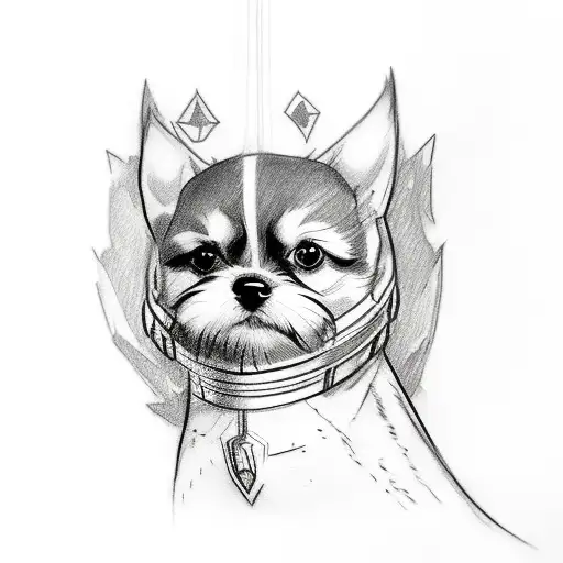 A Sketch-style Tattoo Of A Pet Wearing A Marvel Superhero Costume