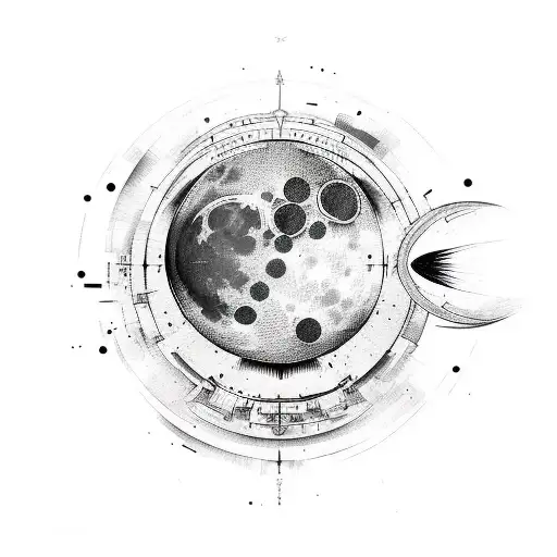 A Moon Phase Design Incorporated Into A Martial Arts Scene