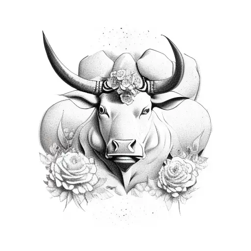Taurus Bull With Flowers