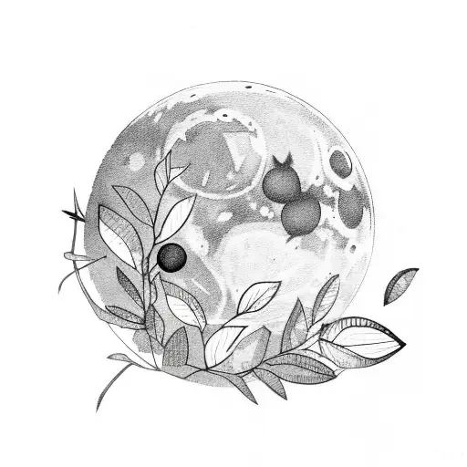 Moon With Olive Leaves