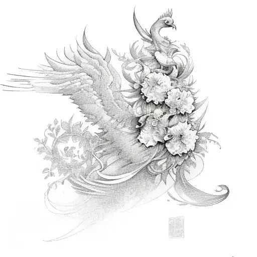 Phoenix With Flowers