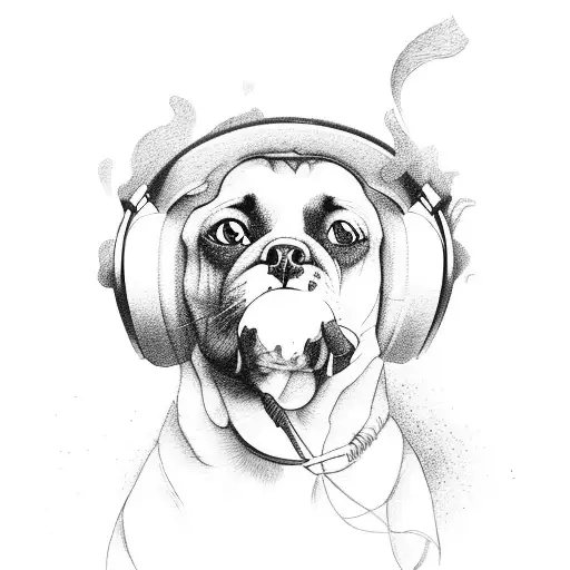 A Dog Wearing Headphones And Grooving To The Music