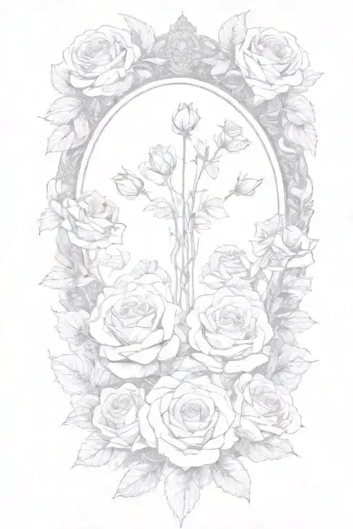 Roses In A Circle With Space For Writing In The Middle