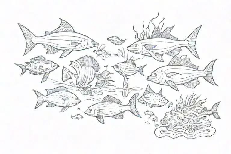 Line Of Marine Animals