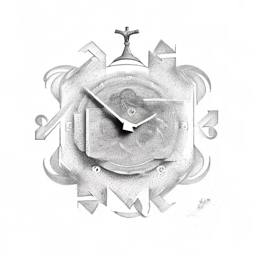 A Clock With Greek Mythological Symbols As The Numbers