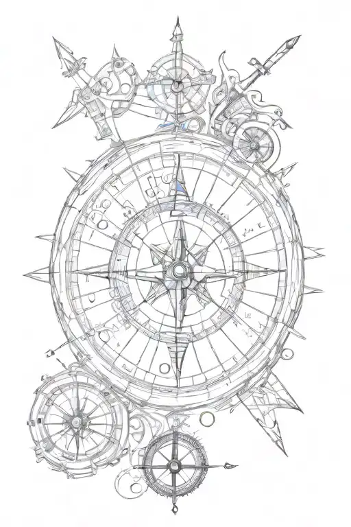 Compass Surrounded By Various