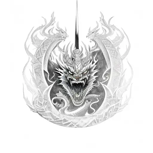 Samurai Turned Fire And Ice Dragon