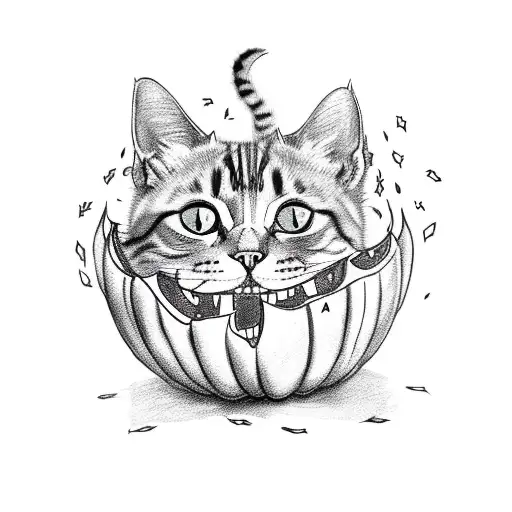 Cat Coming Out Of Jack-o-lantern