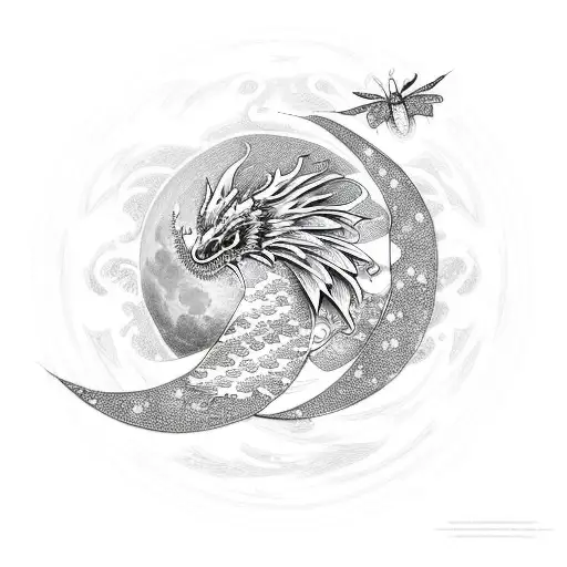 Moon Phoenix Dragon Flower Butterfly