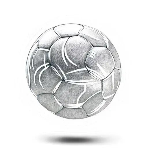 A Minimalist Dotwork Tattoo Of A Soccer Ball And Volleyball Overlapping Each Other