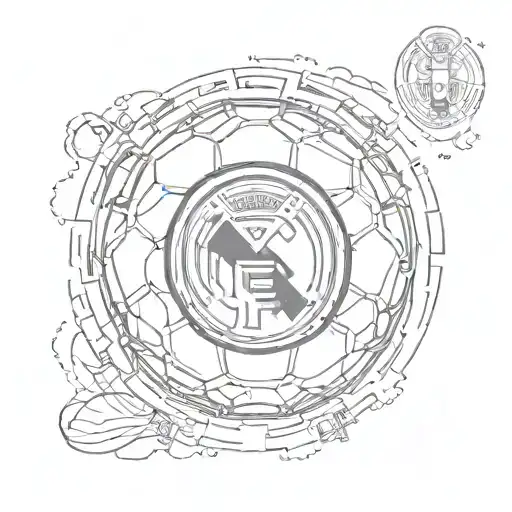 A Sketch Of A Soccer Ball With The Real Madrid Colors And A Small Son Leon Emblem