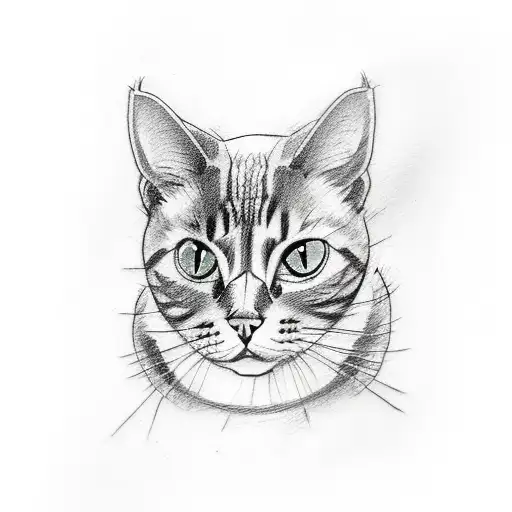A Sketch-style Tattoo Of A Cat Wearing A Che Guevara Hat