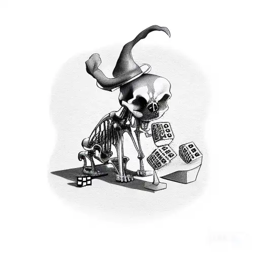 A Skeletal Dog Playing A Board Game With A Group Of Ghostly Figures