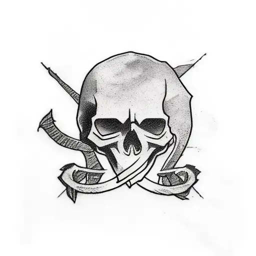 A Tattoo Of The Last Of Us Logo With A Skull And Crossbones Incorporated