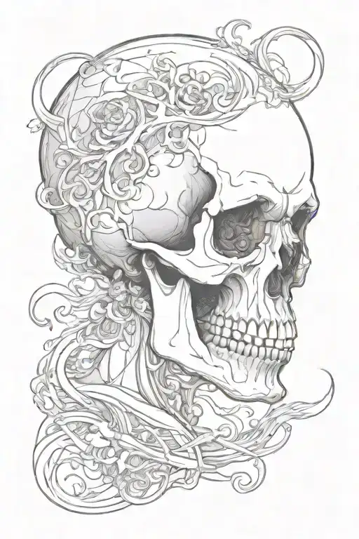 Sideview Skull With Satanic Background