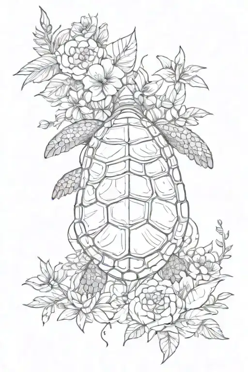 Turtle And Flowers