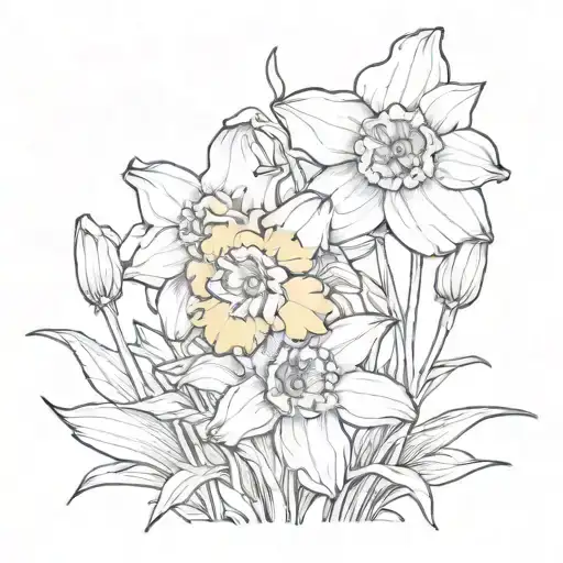 Daffodil And Daisy Growing