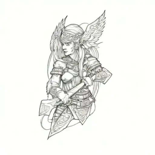 A Viking Valkyrie Woman With An Axe