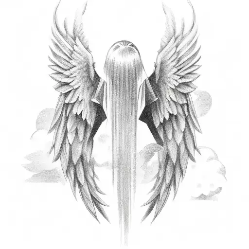 Angel Wings With Clouds