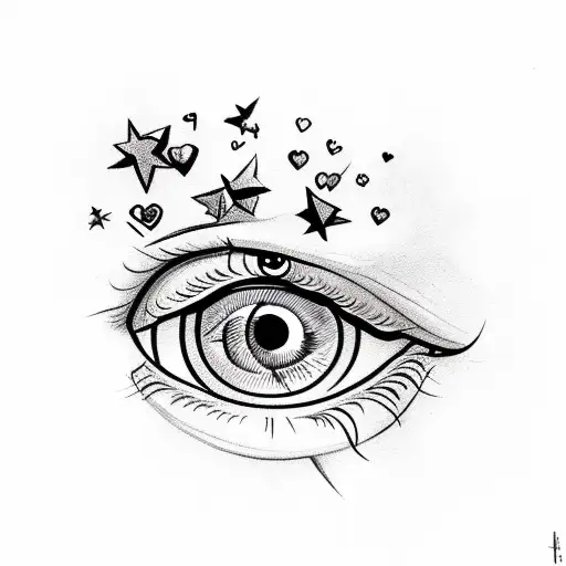 Eye With Shooting Star And Hearts
