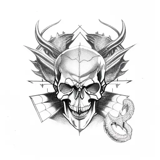 A Devil May Cry Themed Skull With Musical Symbols