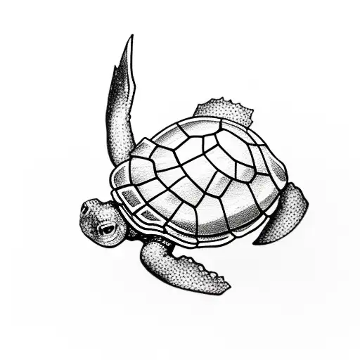 Baby Turtle Riding A Moped Stencil