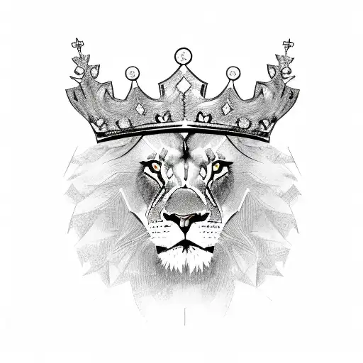 A Sketch Of A Powerful Lion Wearing A Crown Made Of Dollar Signs