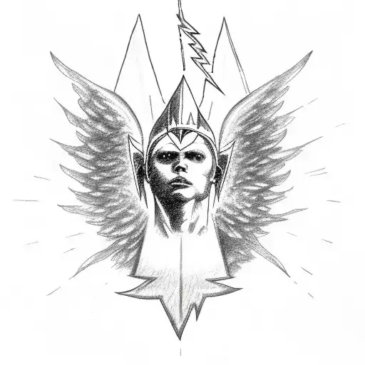 Lightning Bolt With Angel Wings And A Halo