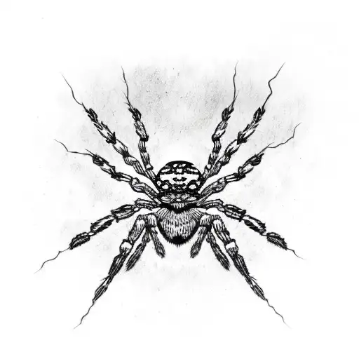 A Detailed Sketch Of A Spider With Intricate Terror-themed Patterns