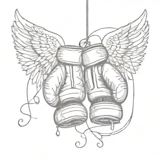 Boxing Gloves With Angel Wings Hanging