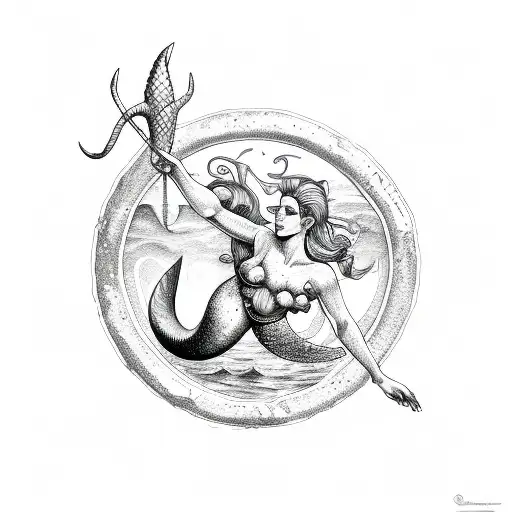 Greek Capricorn Mermaid Rock Ocean