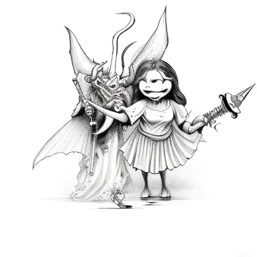 Devil Hitting A Angel With A Bong