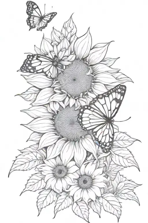 Sunflower Under Crying Eyes Butterfly On Top