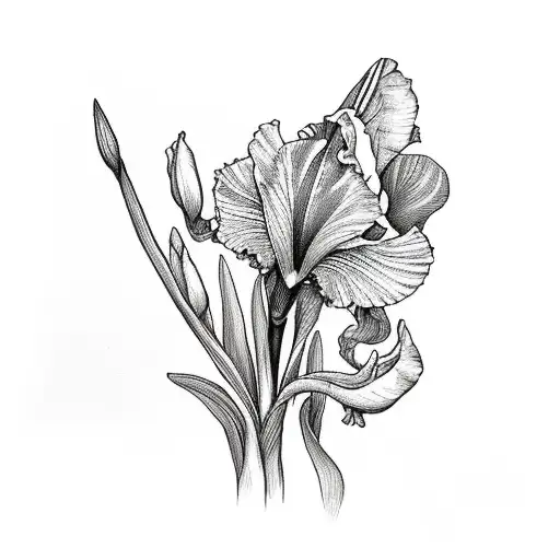 An Iris Flower Styled As A Witch On A Broom