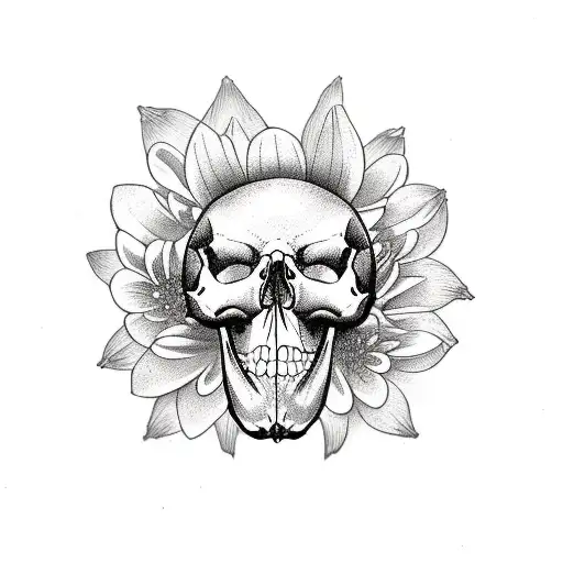 A Tattoo Of A Skull With Flowers Blooming From Its Eye Sockets